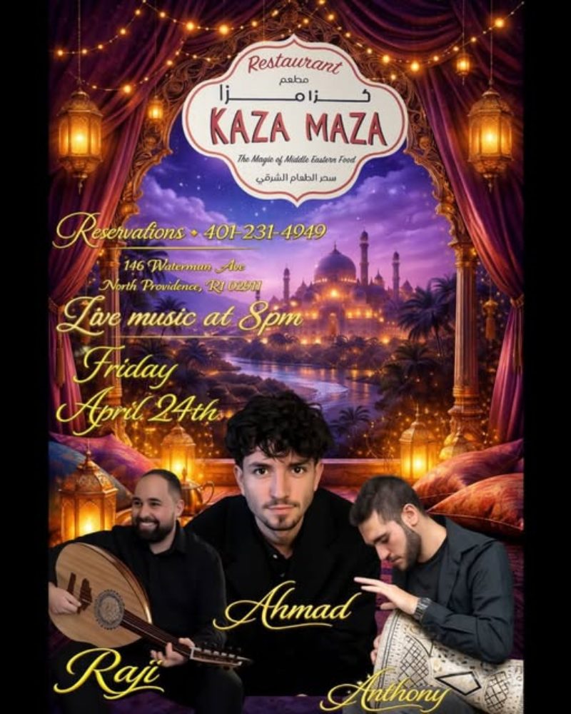 Live at Kaza Maza ✨ Friday, April 24th, 8PM — Middle Eastern vibes, great food, live music all night.