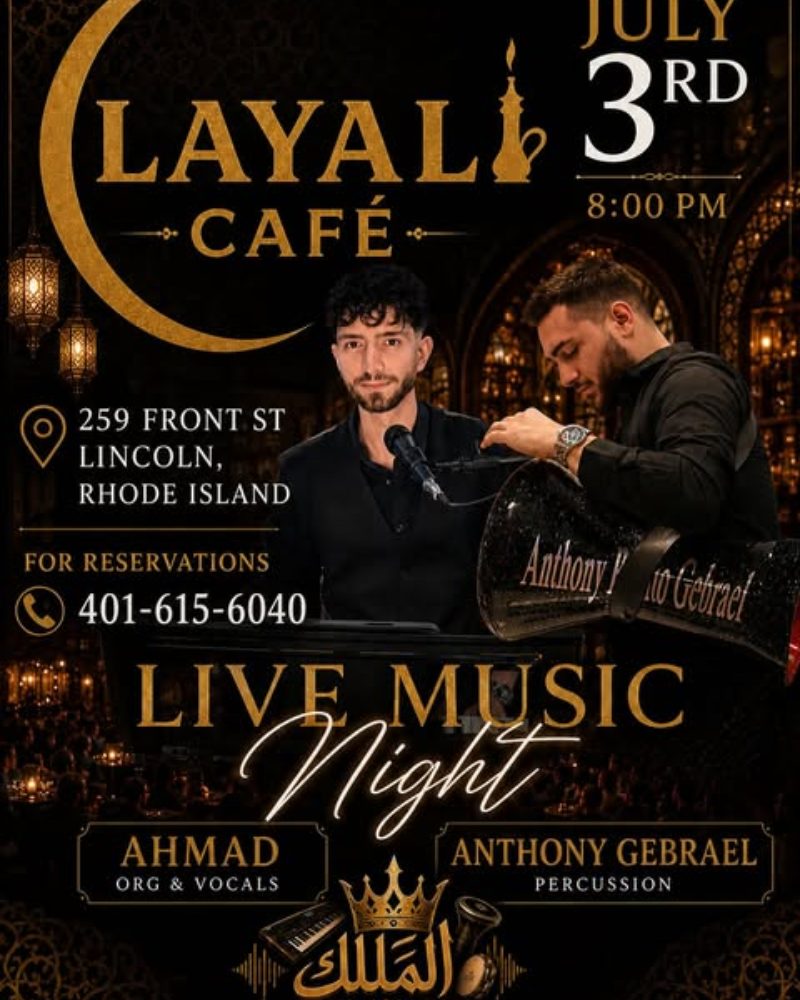 Come enjoy Mediterranean soul touching vibes at Layali Cafe, July 3rd Friday night 🔥